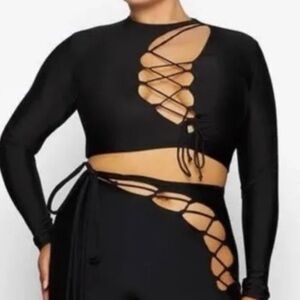 Skims lace up long sleeve shirt size xl